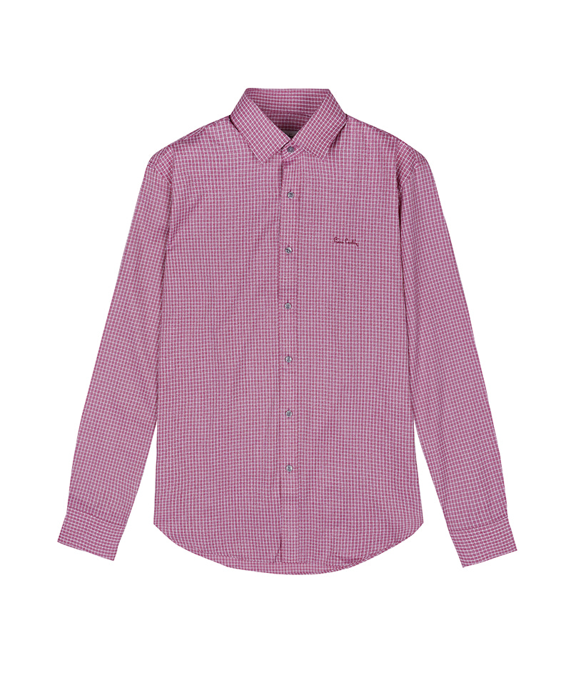 [피에르가르뎅] 핑크 잔체크 슬림핏 셔츠 PKDS3971 - 던필드몰_DawnFieldMall