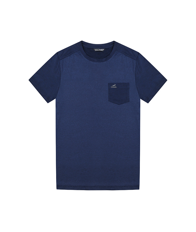 [크로커다일] 투톤 멜란지 배색 라운드 티셔츠 CDAA7TP2705