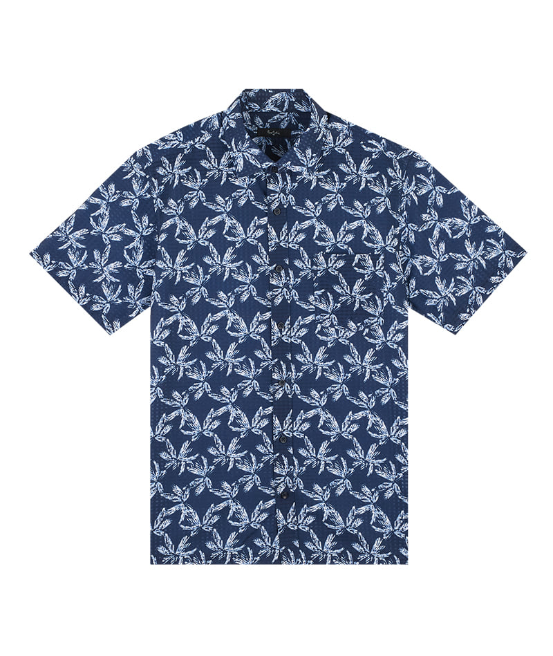 [피에르가르뎅] 나뭇잎 패턴 프린트 노말핏 남자 셔츠 PMWS2610